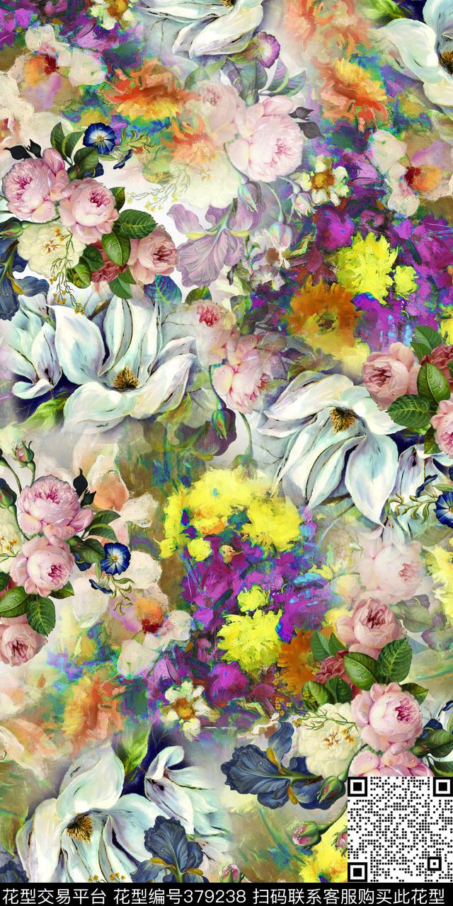时尚花花卉数码印花华亿平台下载（图片编号: 379238） - 瓦栏（Walan）