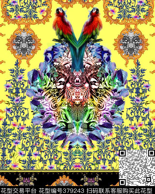 花纹小碎花鹦鹉数码印花华亿平台下载（图片编号: 379243） - 瓦栏（Walan）