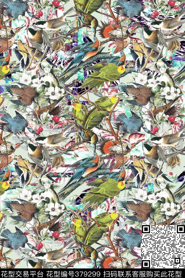 休闲雀鸟假日风数码印花华亿平台下载（图片编号: 379299） - 瓦栏（Walan）