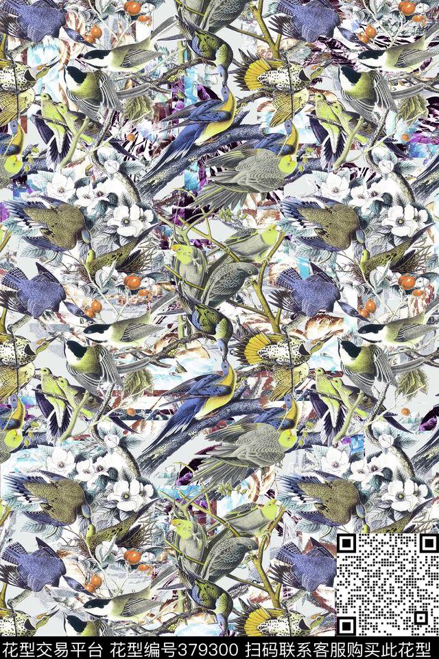 休闲雀鸟假日风数码印花华亿平台下载（图片编号: 379300） - 瓦栏（Walan）