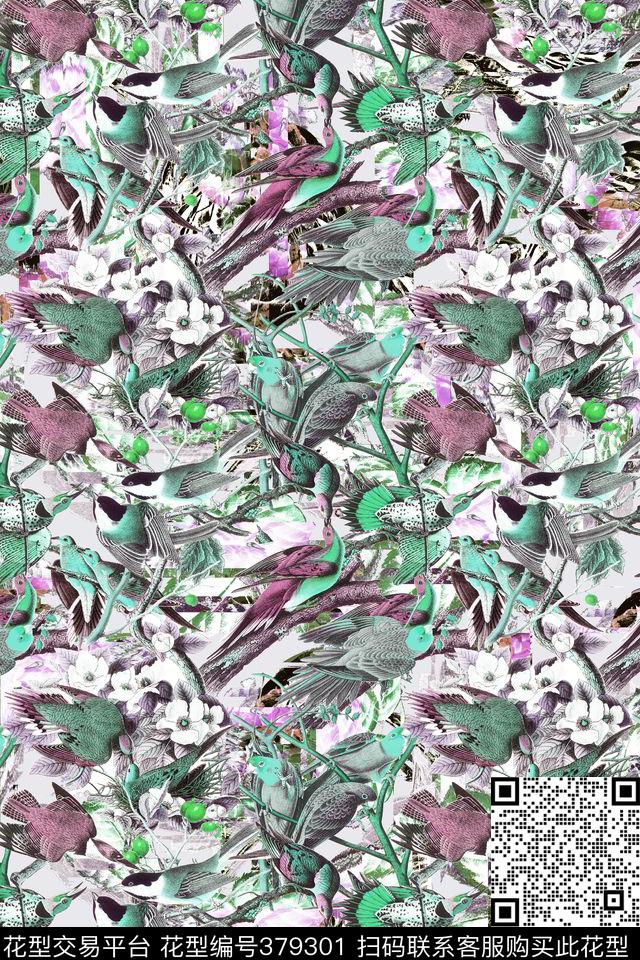 休闲雀鸟假日风数码印花华亿平台下载（图片编号: 379301） - 瓦栏（Walan）