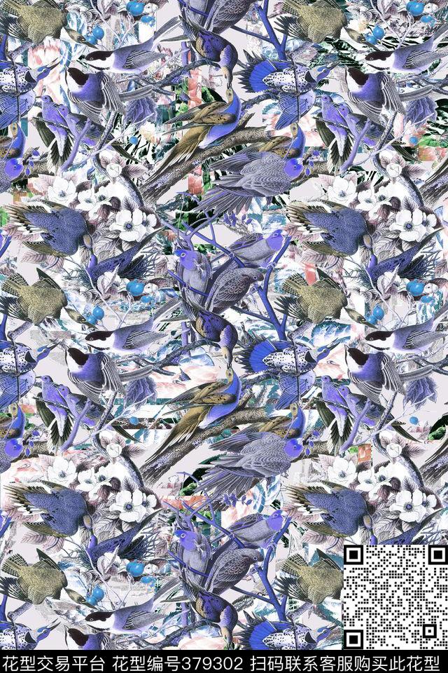 休闲雀鸟假日风数码印花华亿平台下载（图片编号: 379302） - 瓦栏（Walan）