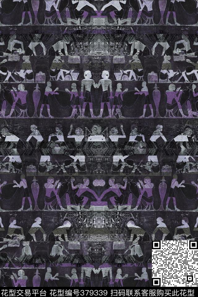 怀旧复古原始人数码印花华亿平台下载（图片编号: 379339） - 瓦栏（Walan）