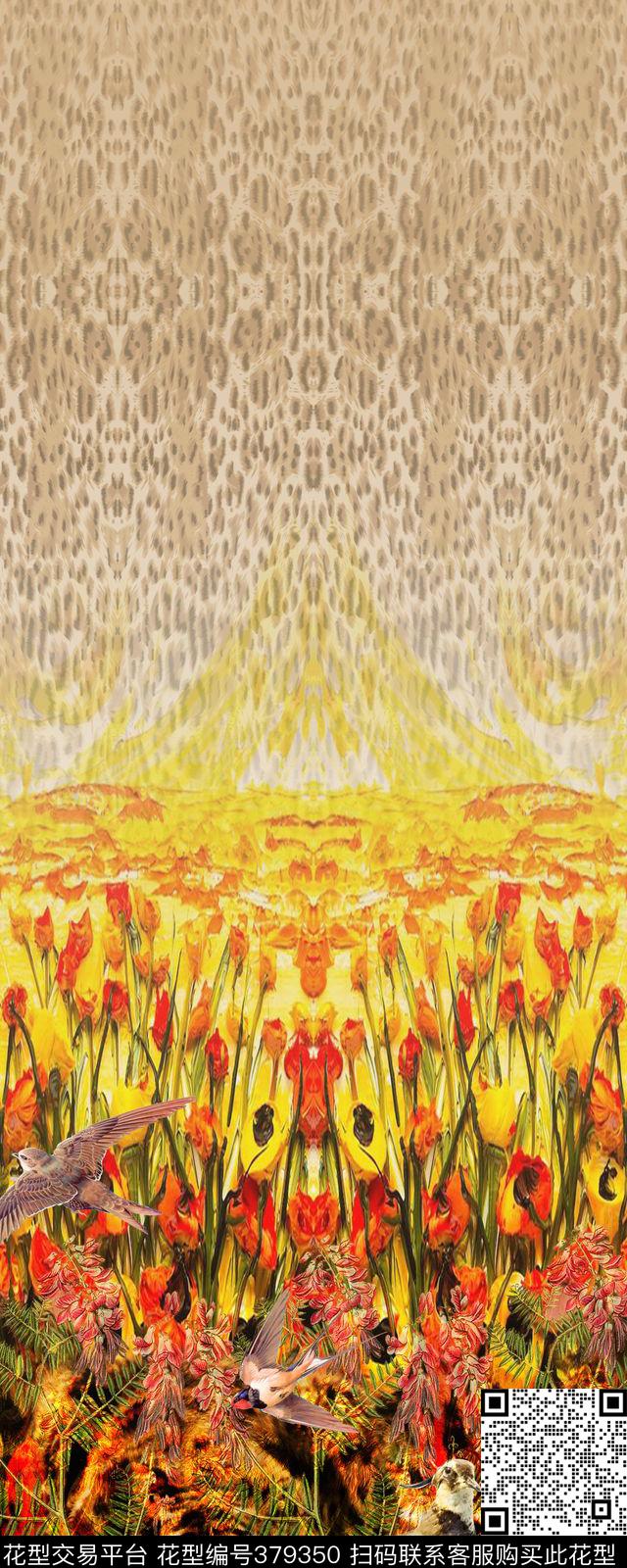 油画定位花卉数码印花华亿平台下载（图片编号: 379350） - 瓦栏（Walan）