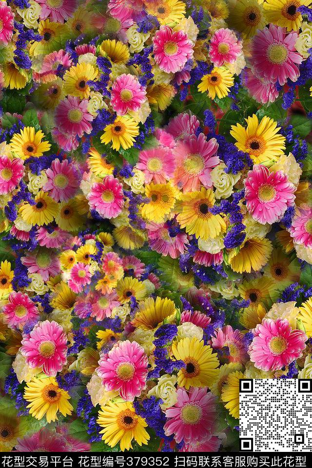 花卉组合女装数码印花华亿平台下载（图片编号: 379352） - 瓦栏（Walan）