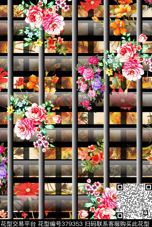 花卉3D条纹数码印花华亿平台下载（图片编号: 379353） - 瓦栏（Walan）