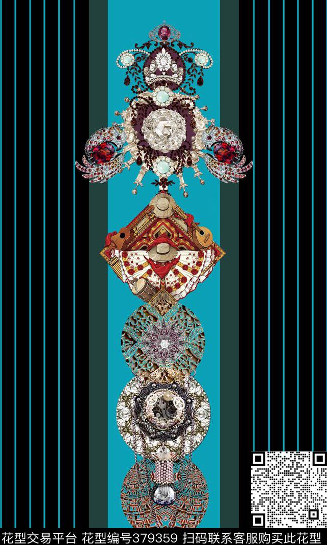 珠宝线条高雅数码印花华亿平台下载（图片编号: 379359） - 瓦栏（Walan）