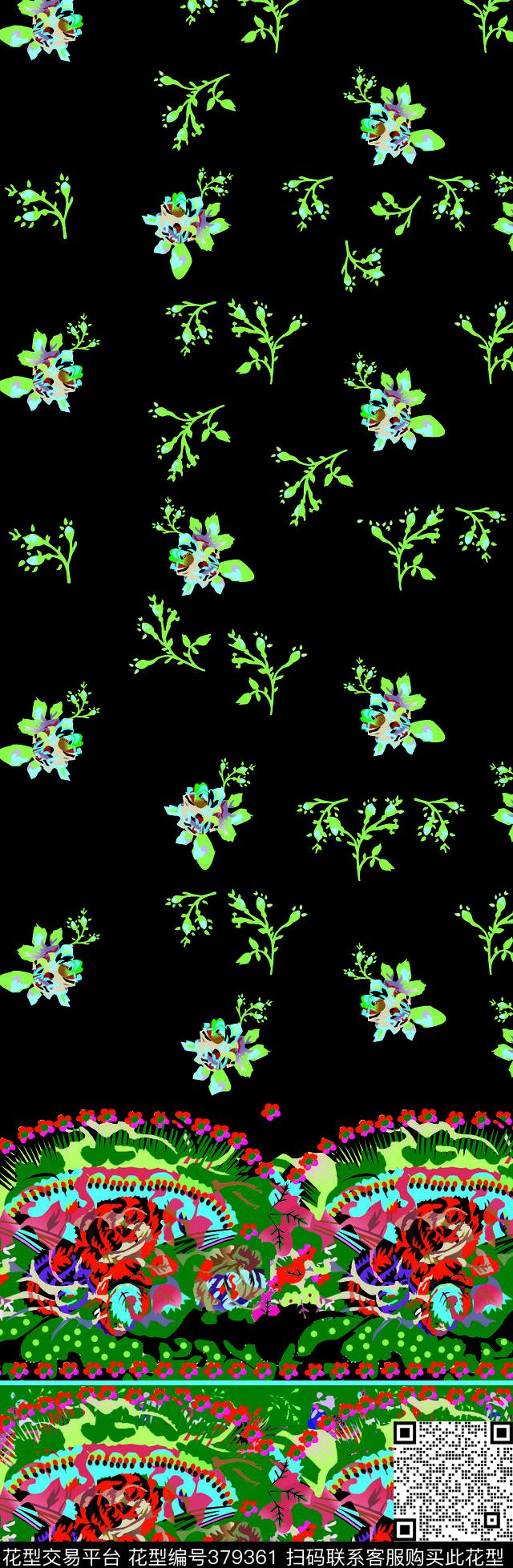 小花裙摆传统印花华亿平台下载（图片编号: 379361） - 瓦栏（Walan）