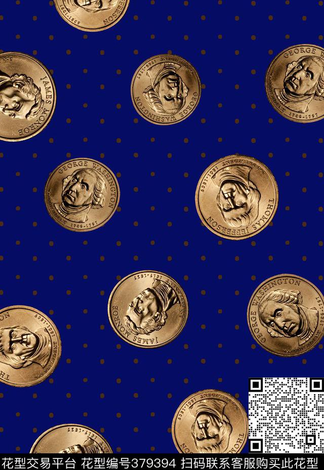 硬币波点几何数码印花华亿平台下载（图片编号: 379394） - 瓦栏（Walan）