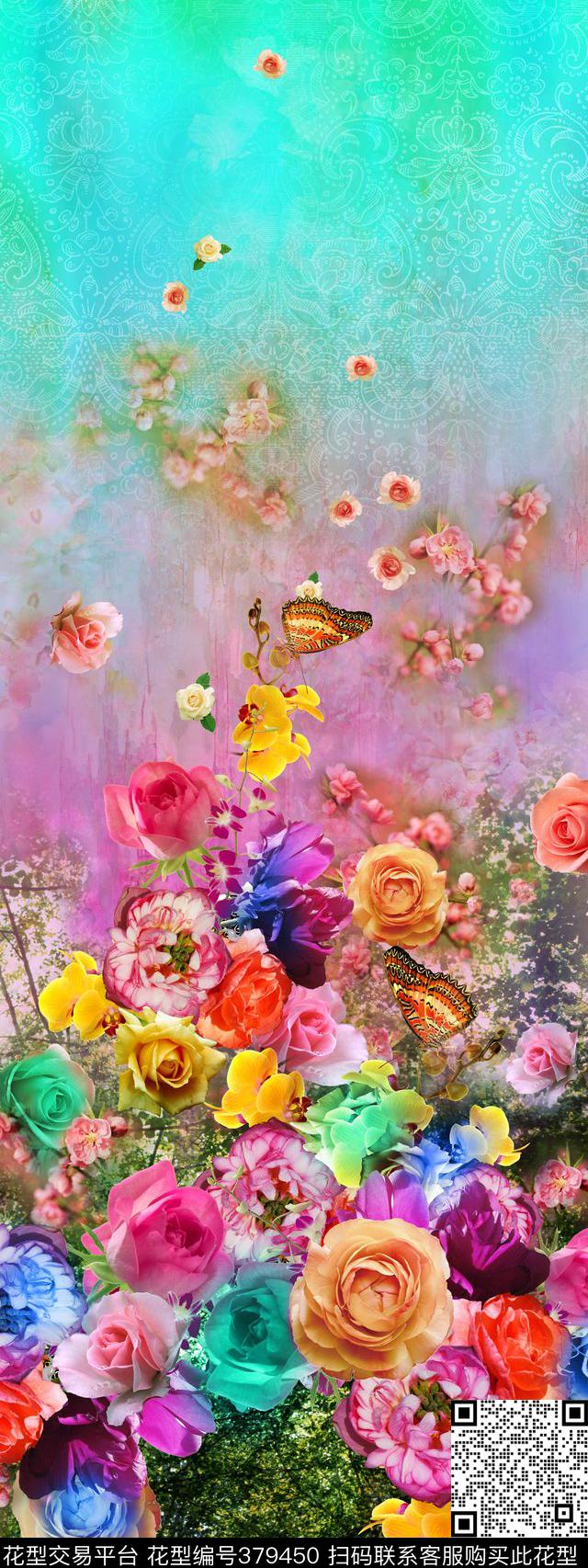 花卉定位中东数码印花华亿平台下载（图片编号: 379450） - 瓦栏（Walan）