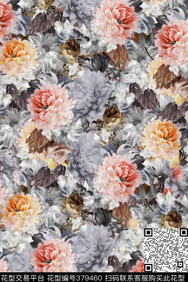 休闲牡丹月季数码印花华亿平台下载（图片编号: 379460） - 瓦栏（Walan）