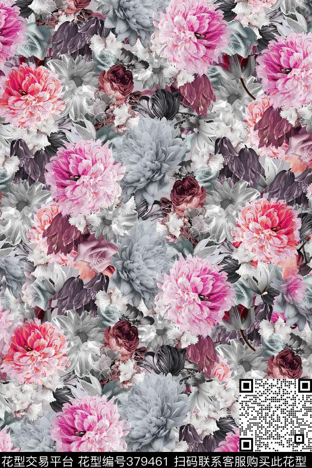 休闲牡丹月季数码印花华亿平台下载（图片编号: 379461） - 瓦栏（Walan）