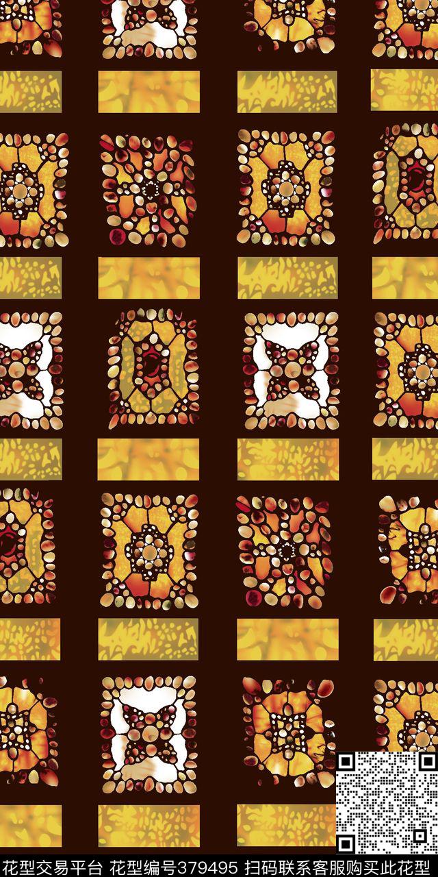 数码印花鹅软石抽象几何肌理数码印花华亿平台下载（图片编号: 379495） - 瓦栏（Walan）