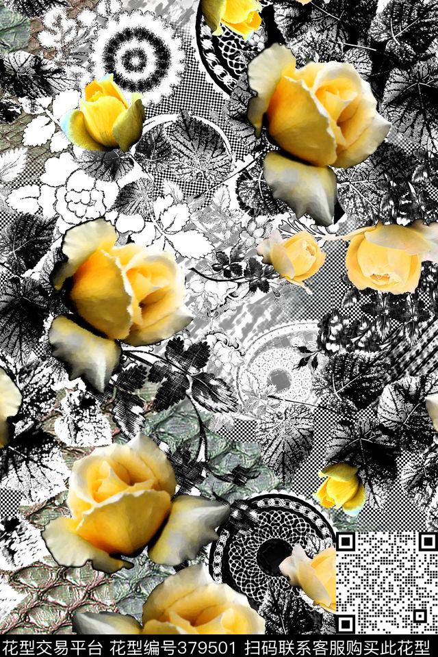 欧时力、地素、MO&CO风格打底裤花卉数码印花华亿平台下载（图片编号: 379501） - 瓦栏（Walan）