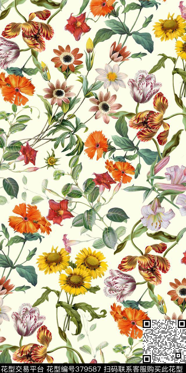 优雅花数码印花华亿平台下载（图片编号: 379587） - 瓦栏（Walan）