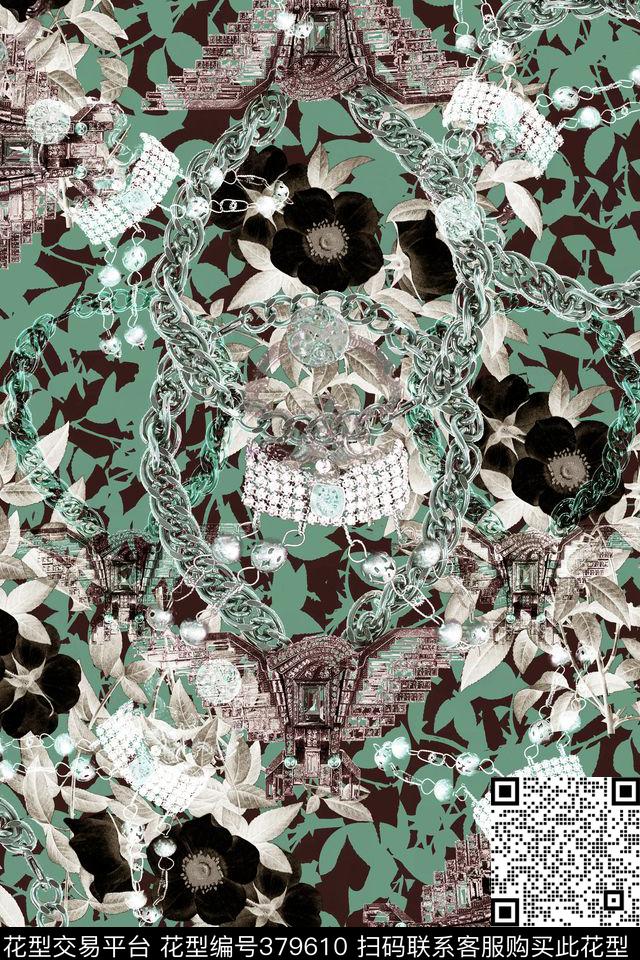 欧式宫廷风珠宝花卉数码印花华亿平台下载（图片编号: 379610） - 瓦栏（Walan）