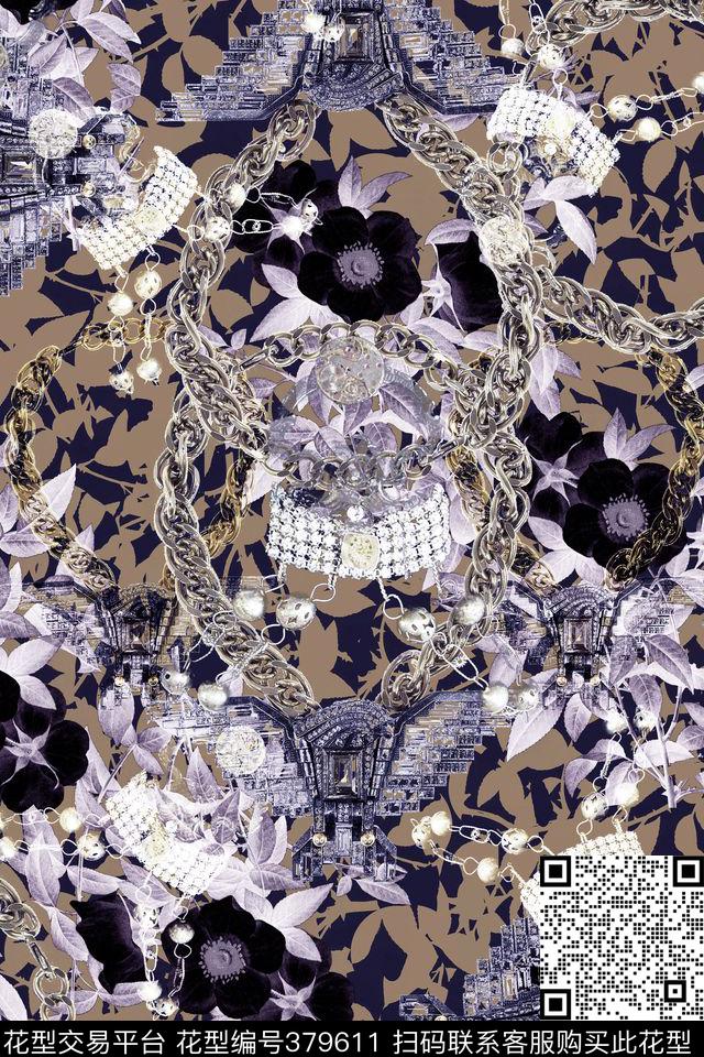 欧式宫廷风珠宝花卉数码印花华亿平台下载（图片编号: 379611） - 瓦栏（Walan）