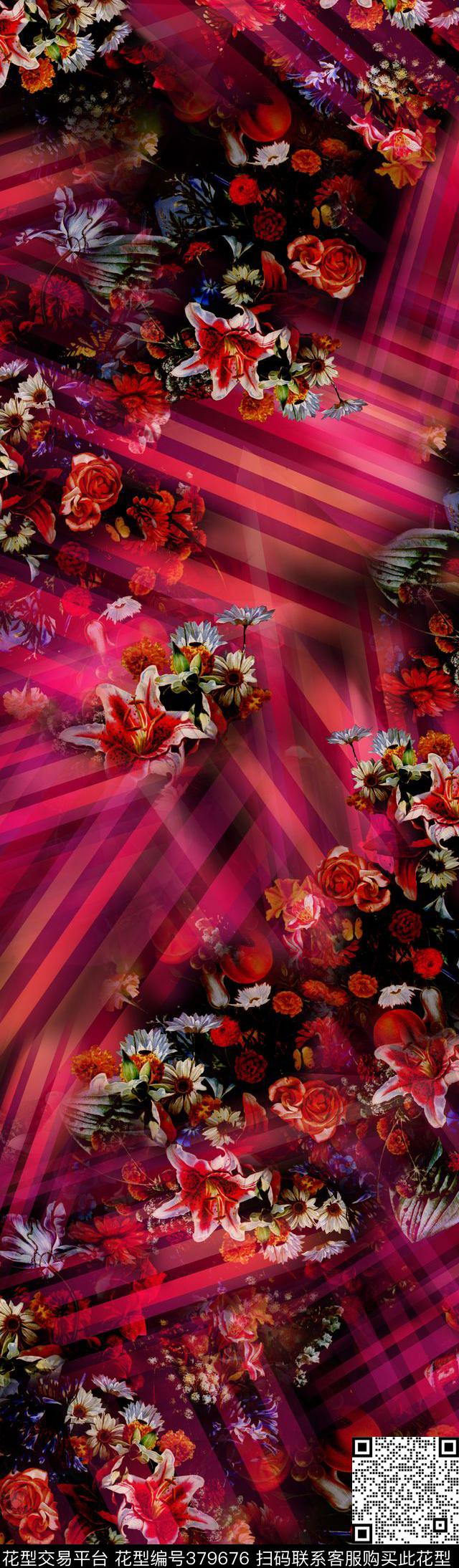 女装花卉抽象几何数码印花华亿平台下载（图片编号: 379676） - 瓦栏（Walan）