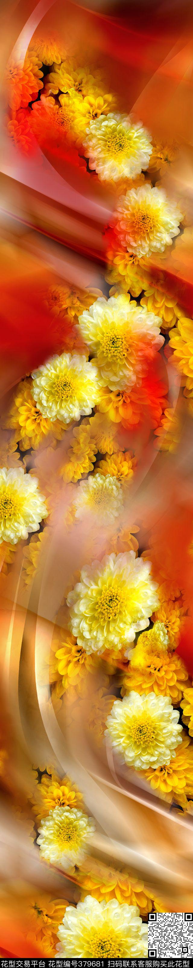 女装小雏菊抽象数码印花华亿平台下载（图片编号: 379681） - 瓦栏（Walan）