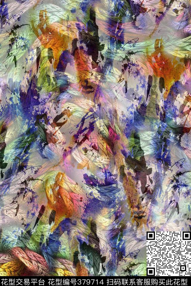 抽象肌理男装数码印花华亿平台下载（图片编号: 379714） - 瓦栏（Walan）
