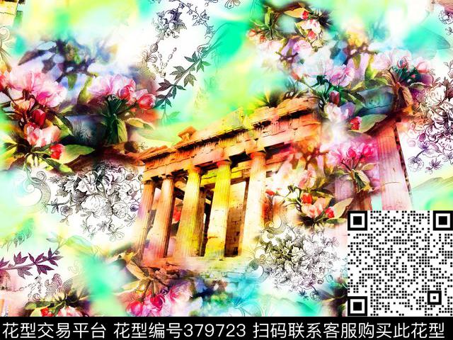 建筑梅花欧式数码印花华亿平台下载（图片编号: 379723） - 瓦栏（Walan）
