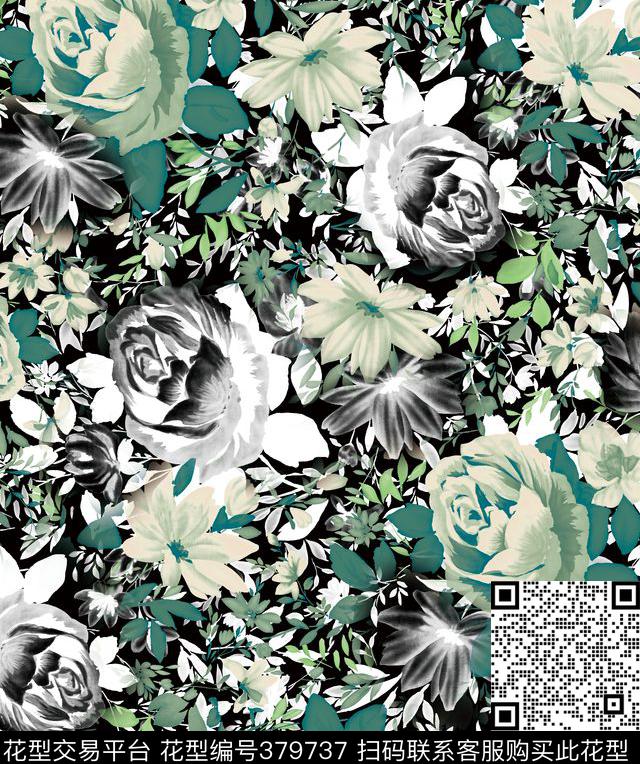 花卉水彩手绘传统印花华亿平台下载（图片编号: 379737） - 瓦栏（Walan）