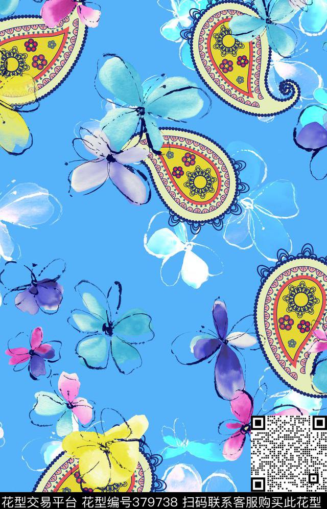 花卉小花琵琶花传统印花华亿平台下载（图片编号: 379738） - 瓦栏（Walan）