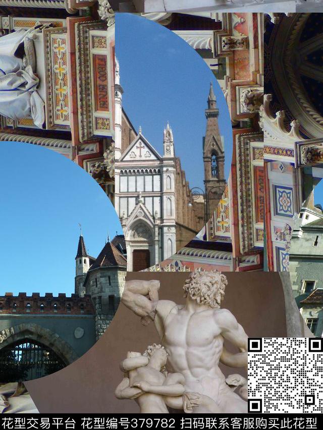 潮流抽象雕塑数码印花华亿平台下载（图片编号: 379782） - 瓦栏（Walan）