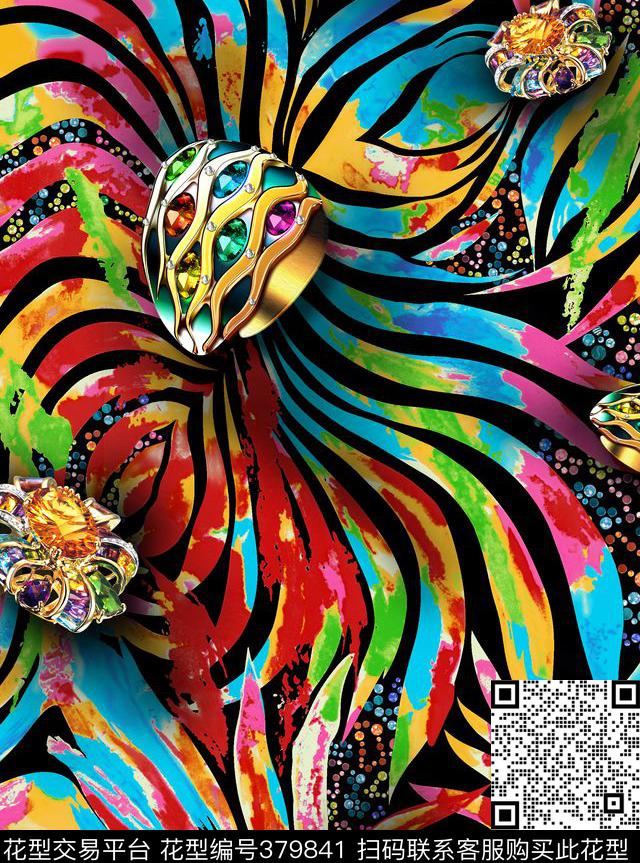 抽象宝石条纹数码印花华亿平台下载（图片编号: 379841） - 瓦栏（Walan）