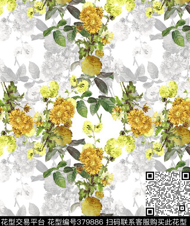 花卉连衣裙数码数码印花华亿平台下载（图片编号: 379886） - 瓦栏（Walan）
