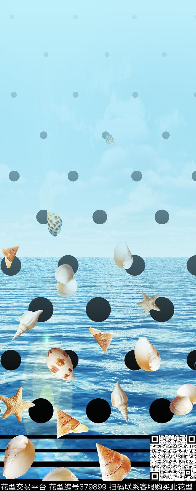 泳装波点贝壳数码印花华亿平台下载（图片编号: 379899） - 瓦栏（Walan）