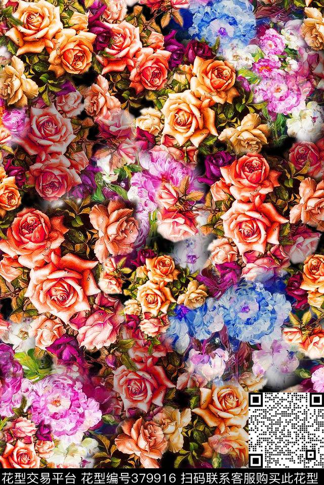 花卉油画女装数码印花华亿平台下载（图片编号: 379916） - 瓦栏（Walan）