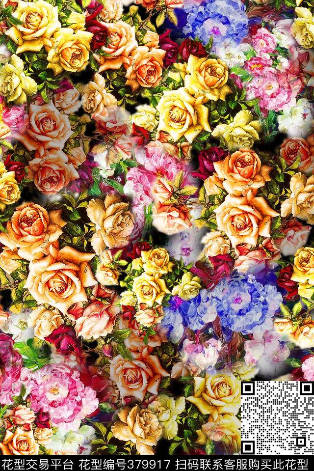 花卉油画女装数码印花华亿平台下载（图片编号: 379917） - 瓦栏（Walan）