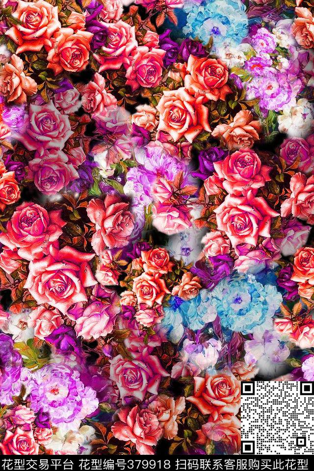 花卉油画女装数码印花华亿平台下载（图片编号: 379918） - 瓦栏（Walan）