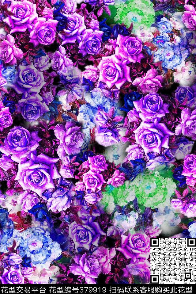 花卉油画女装数码印花华亿平台下载（图片编号: 379919） - 瓦栏（Walan）