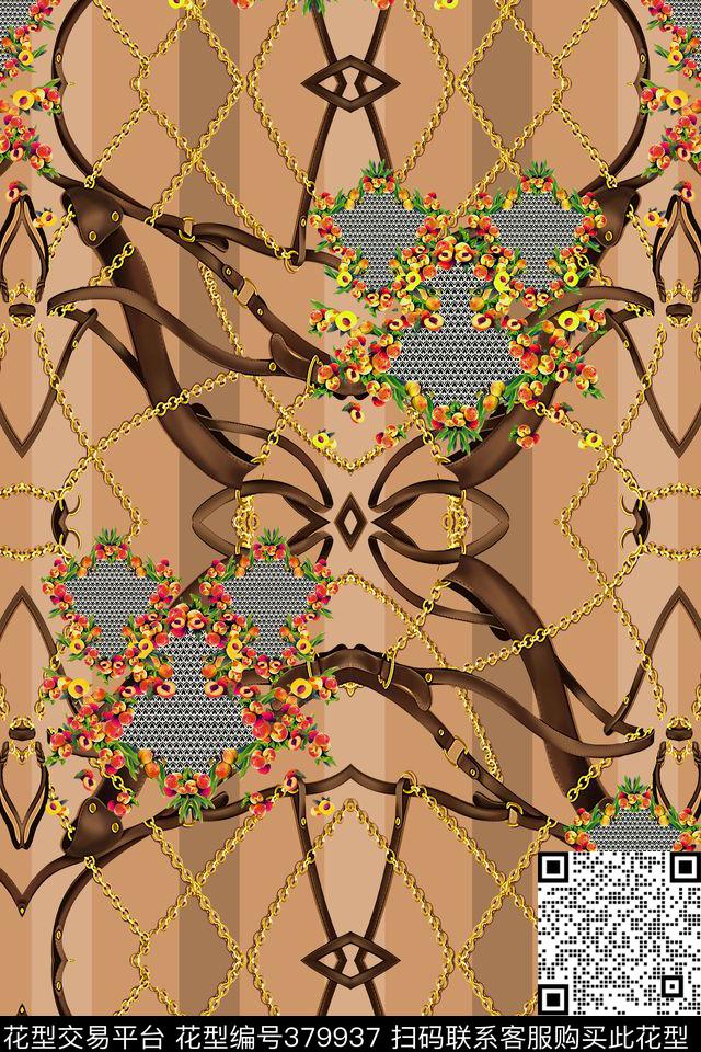 链条几何水果数码印花华亿平台下载（图片编号: 379937） - 瓦栏（Walan）