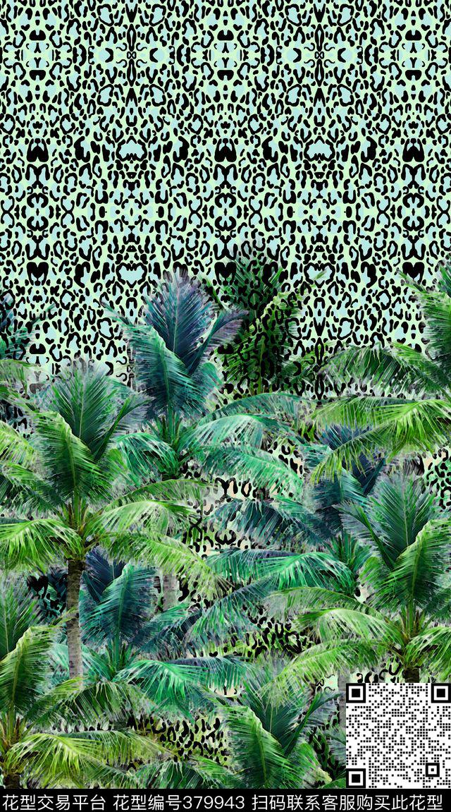 热带椰子树数码印花华亿平台下载（图片编号: 379943） - 瓦栏（Walan）