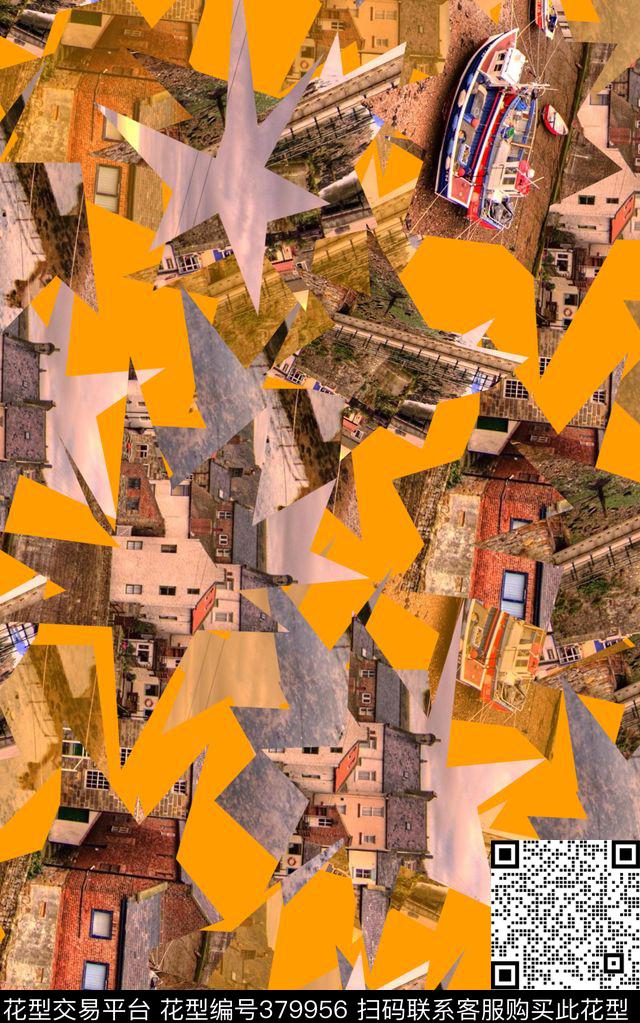 抽象复古景观数码印花华亿平台下载（图片编号: 379956） - 瓦栏（Walan）