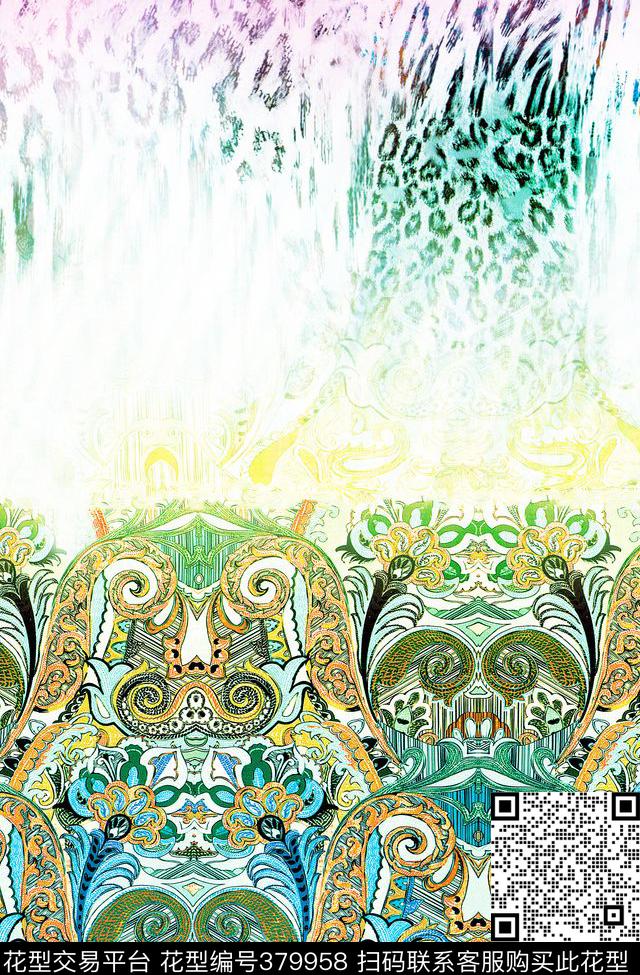 豹纹格子花朵传统印花华亿平台下载（图片编号: 379958） - 瓦栏（Walan）