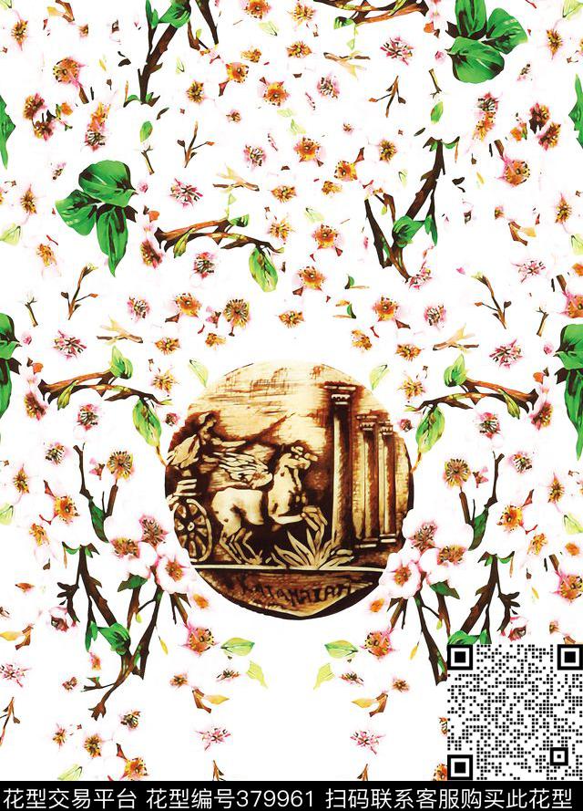 樱花树叶花朵数码印花华亿平台下载（图片编号: 379961） - 瓦栏（Walan）