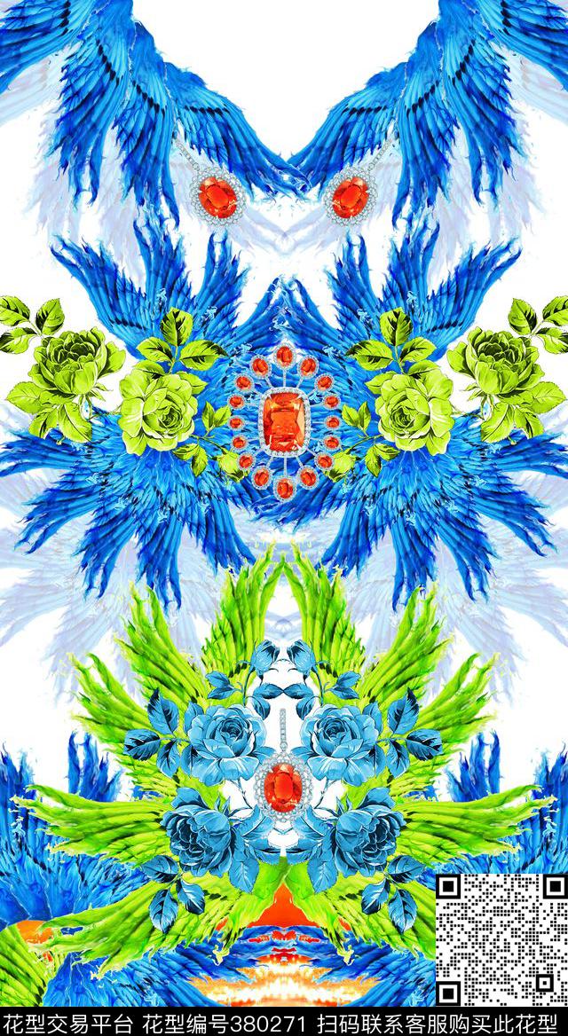 动物纹青花瓷珠宝宝石数码印花华亿平台下载（图片编号: 380271） - 瓦栏（Walan）