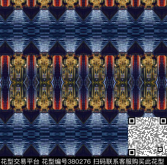 几何建筑欧式数码印花华亿平台下载（图片编号: 380276） - 瓦栏（Walan）