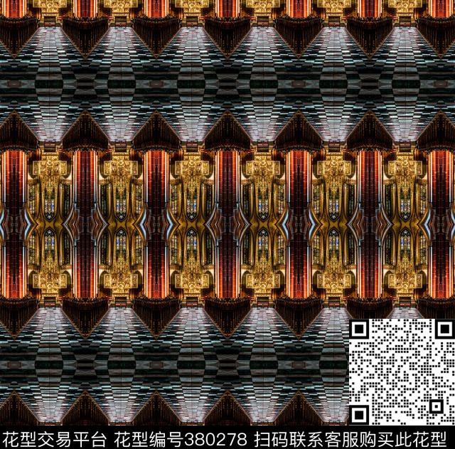 几何建筑欧式数码印花华亿平台下载（图片编号: 380278） - 瓦栏（Walan）