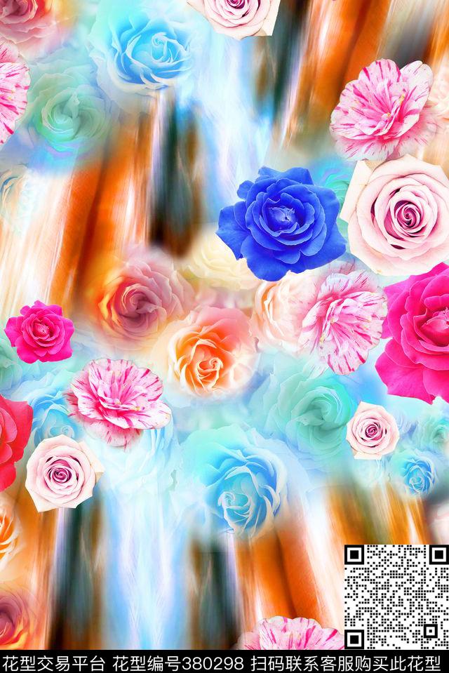 花卉抽象春夏数码印花华亿平台下载（图片编号: 380298） - 瓦栏（Walan）