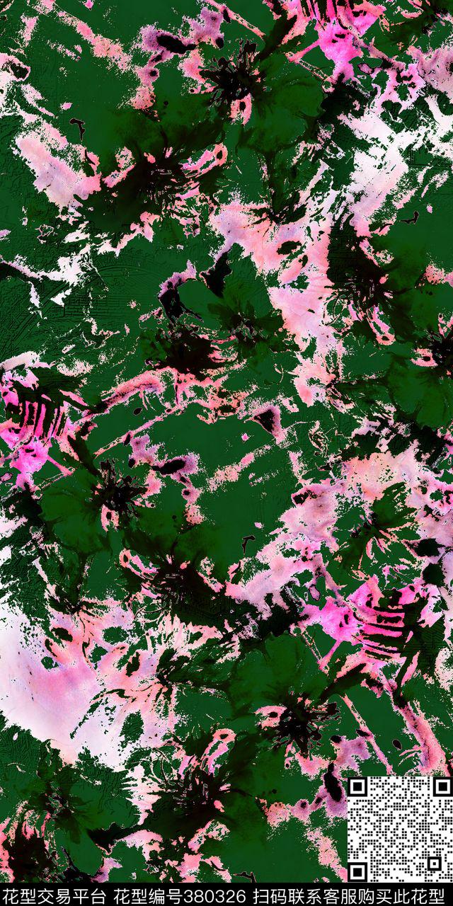 抽象花数码印花华亿平台下载（图片编号: 380326） - 瓦栏（Walan）