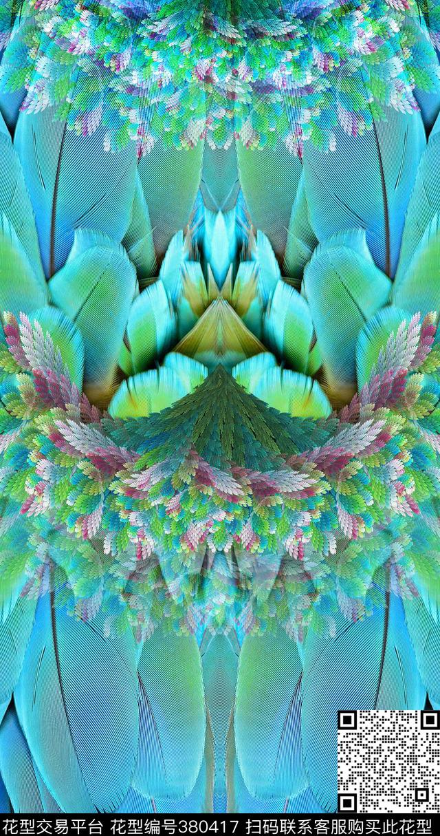 定位羽毛镜像数码印花华亿平台下载（图片编号: 380417） - 瓦栏（Walan）