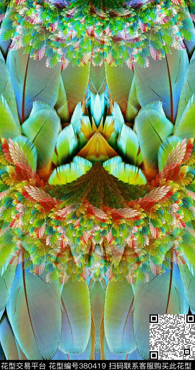 定位羽毛绚丽数码印花华亿平台下载（图片编号: 380419） - 瓦栏（Walan）