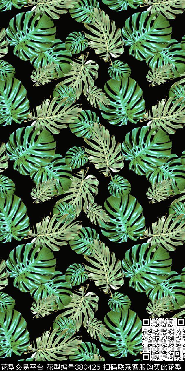 植物叶子数码印花华亿平台下载（图片编号: 380425） - 瓦栏（Walan）