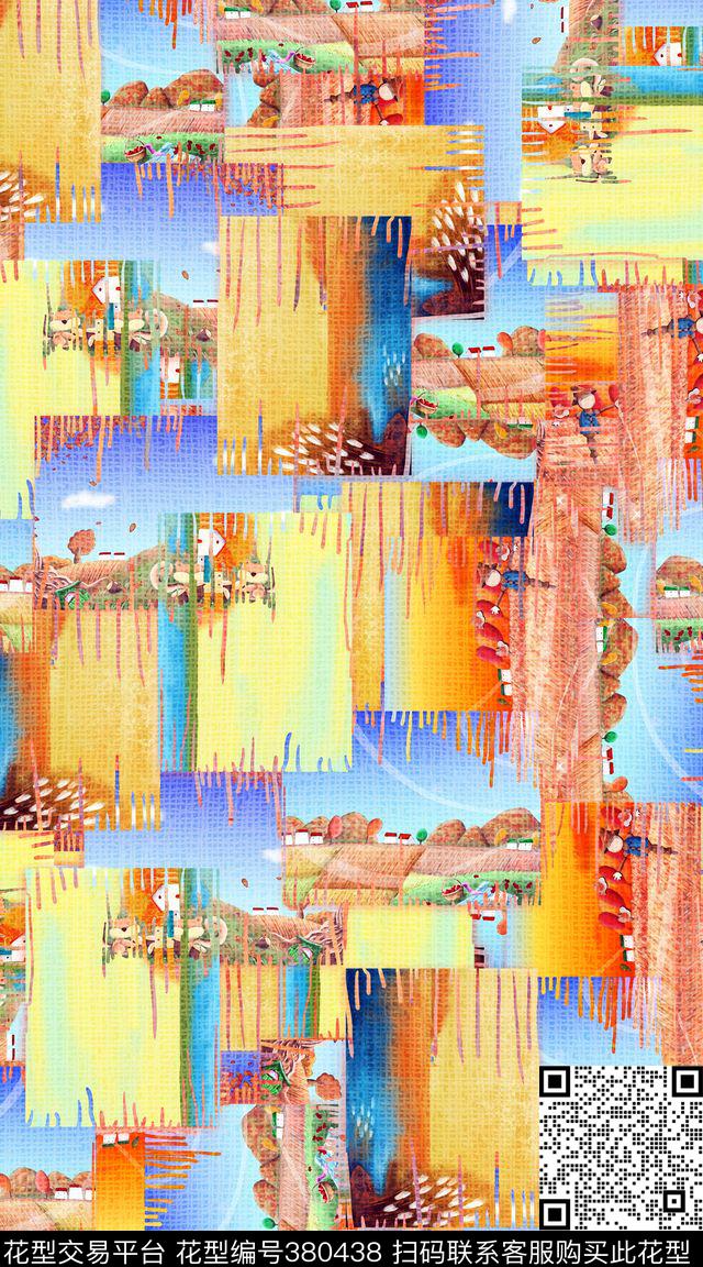 拼贴清新童话数码印花华亿平台下载（图片编号: 380438） - 瓦栏（Walan）