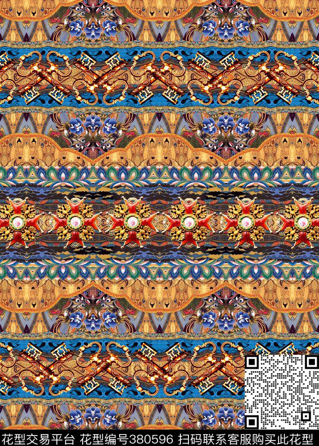 抽象钥匙别样风情数码印花华亿平台下载（图片编号: 380596） - 瓦栏（Walan）